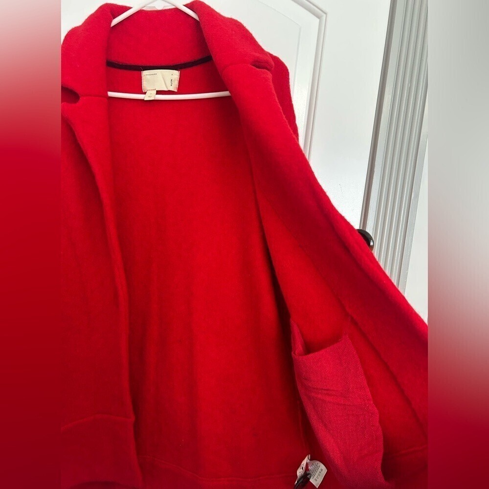 Anthropologie Moth Cherry Red Wool Yak Blend Jacket Coat size S fall preppy chic - Picture 9 of 12